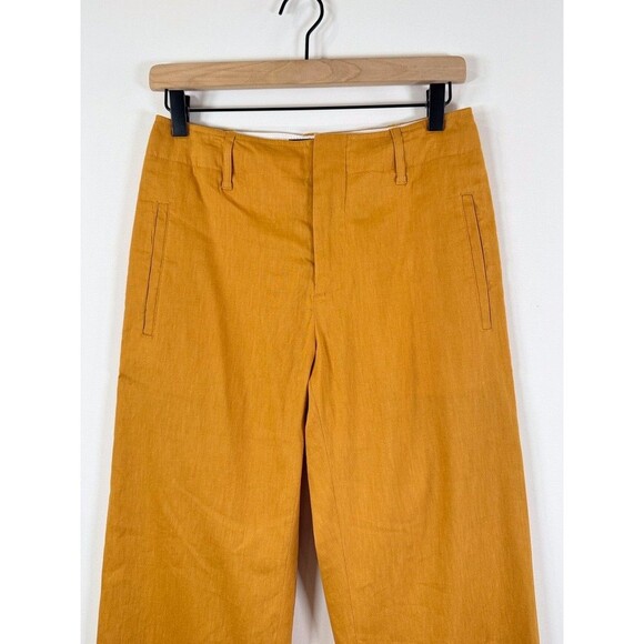 Rag & Bone Womens Suit Set Yellow Linen Tailored Blazer Straight Trouser Size 2 - Picture 14 of 16